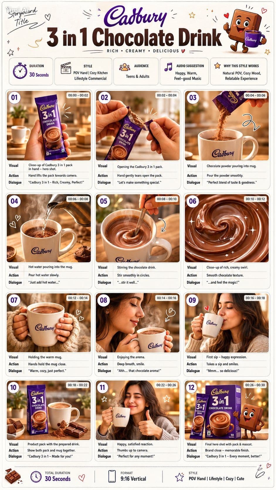 TITLE:
Cadbury 3 in 1 Chocolate Drink

FORMAT:
• Premium com