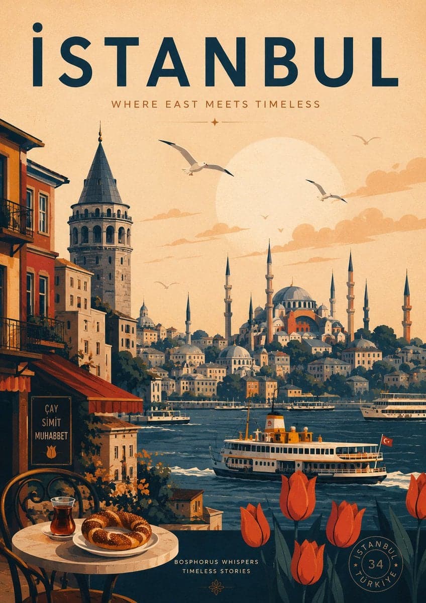 Create a modern AI-generated travel poster inspired by the a
