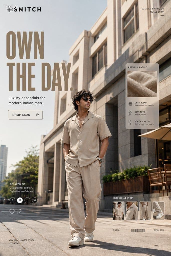 FORMAT:
4:5 vertical premium menswear SMM poster
hyper-reali