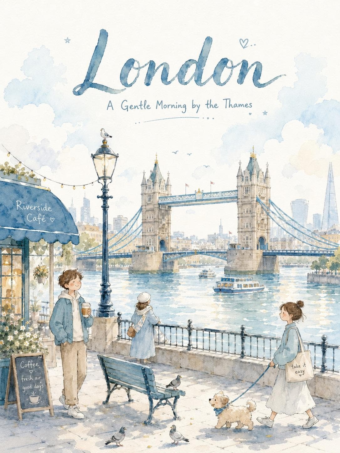 Create a dreamy watercolor travel illustration in the style 