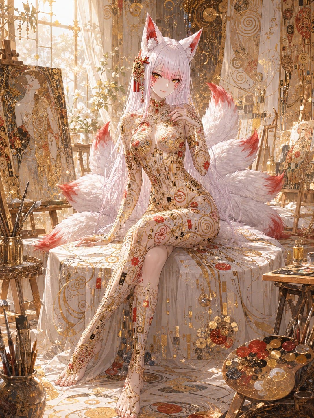 Nude posing with Klimt bodypaint

Okay just want to take a m