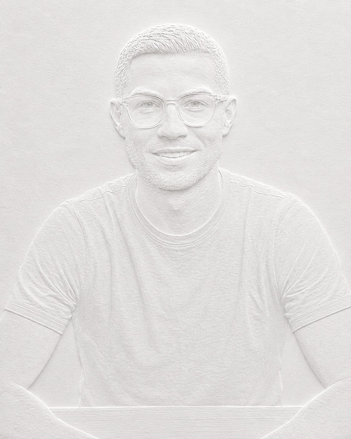 “[SUBJECT] rendered as a blind embossed paper artwork, subtl