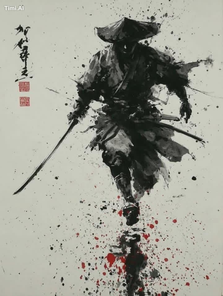A lone samurai / ronin warrior rendered in traditional Japan