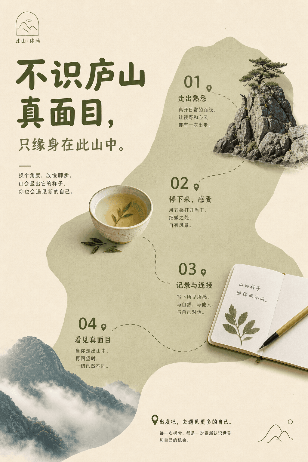围绕具体主题内容生成一张竖版高质量印刷视觉,整体像克制而亲切的品牌菜单页。画面先建立大面积温暖纸色底,保留宽松边距和可呼