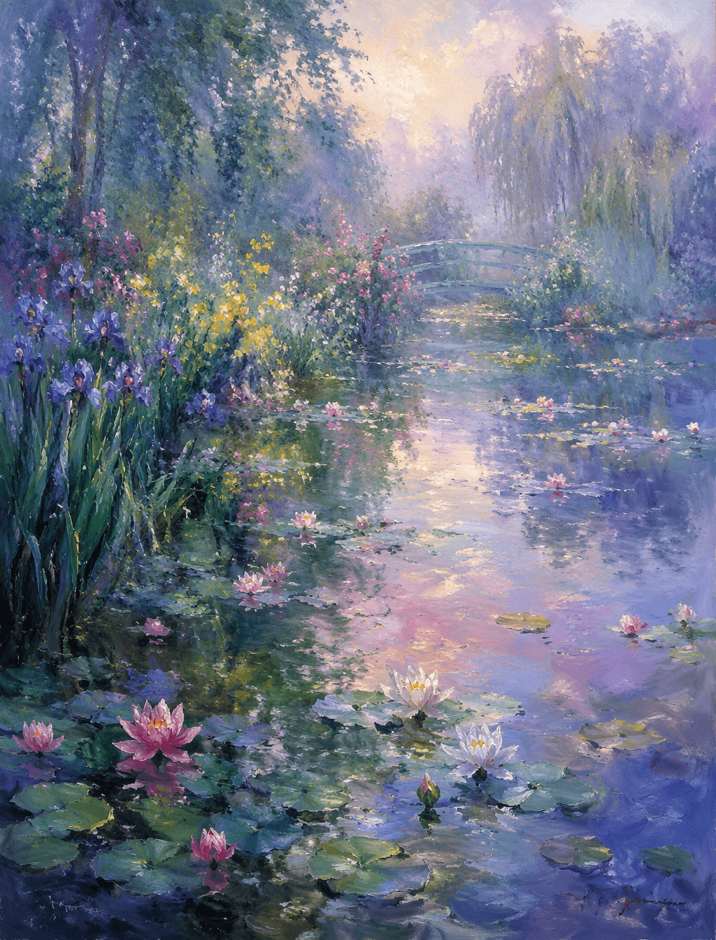 Impressionist oil painting in the style of Monet, summer lot