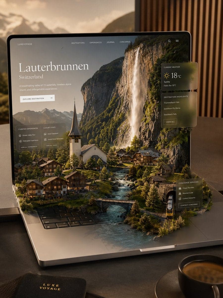 Ultra-premium travel platform visualized as a miniature worl