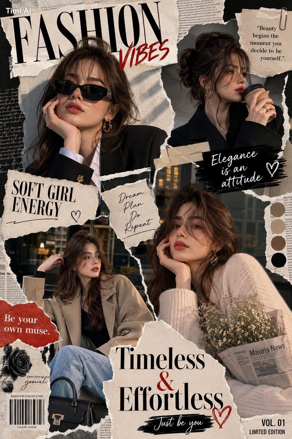 👇
Ultra-fashion editorial collage poster, featuring one st