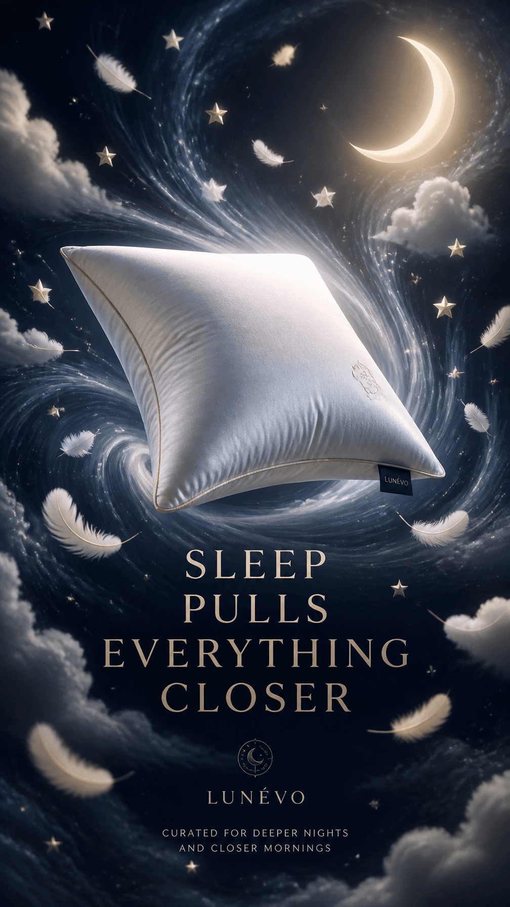 A premium 9:16 bedding advertising poster.Main Subject:A lux