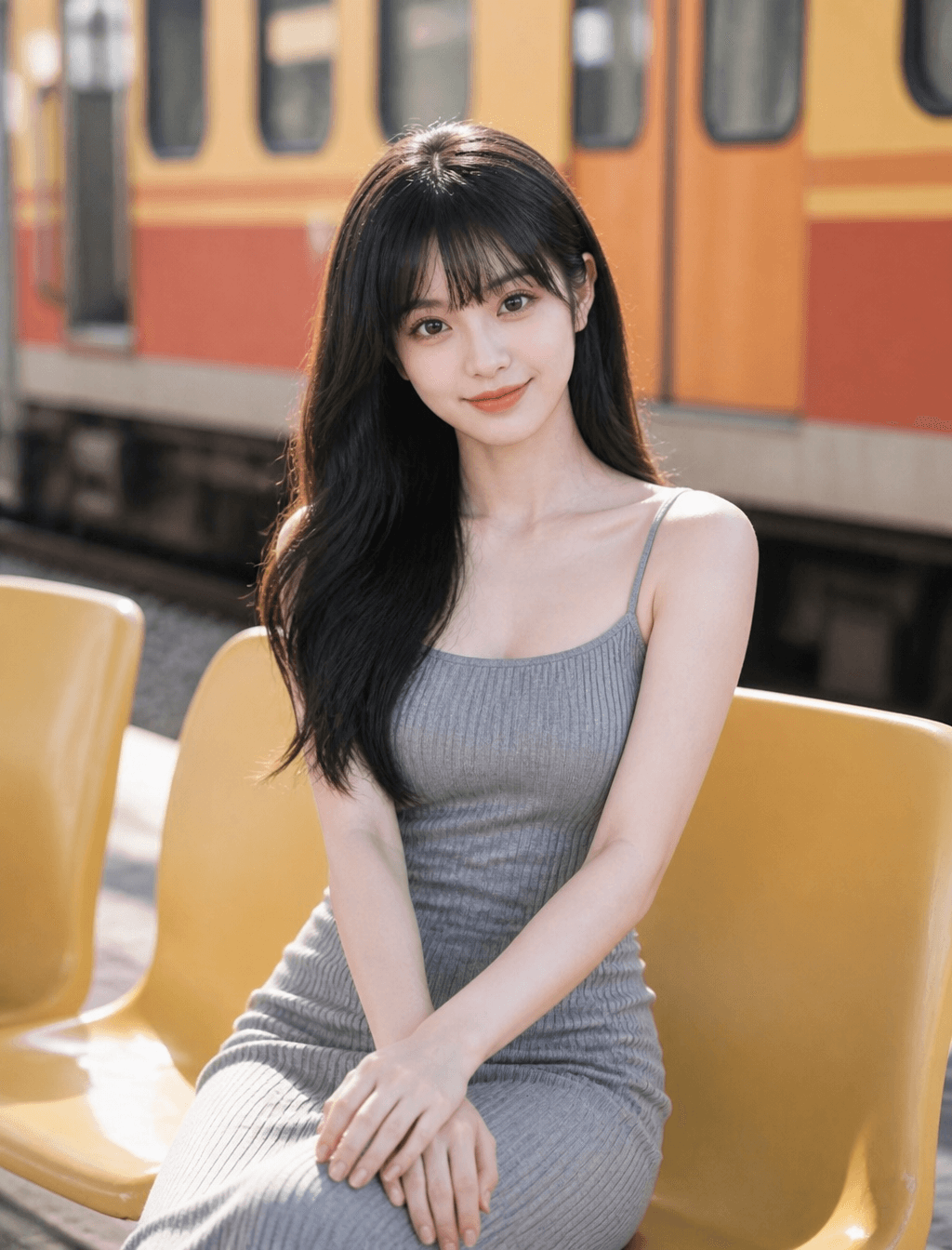 人物特征
一位年轻女性,拥有精致的五官与细腻白皙的皮肤,面部轮廓柔和。双眸清澈明亮,眼底透着淡淡的笑意,嘴角自然上扬,流