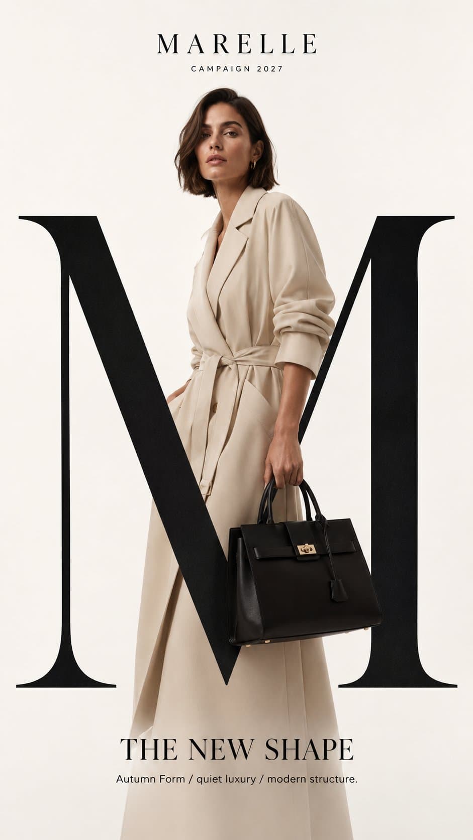 Create a high-end luxury fashion campaign mockup with strong