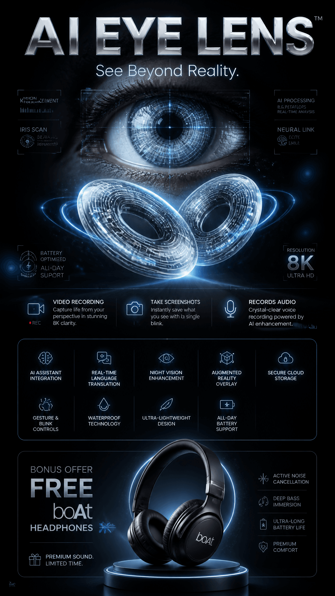 Ultra-Premium AI Eye Lens Advertisement PromptPrompt:Create