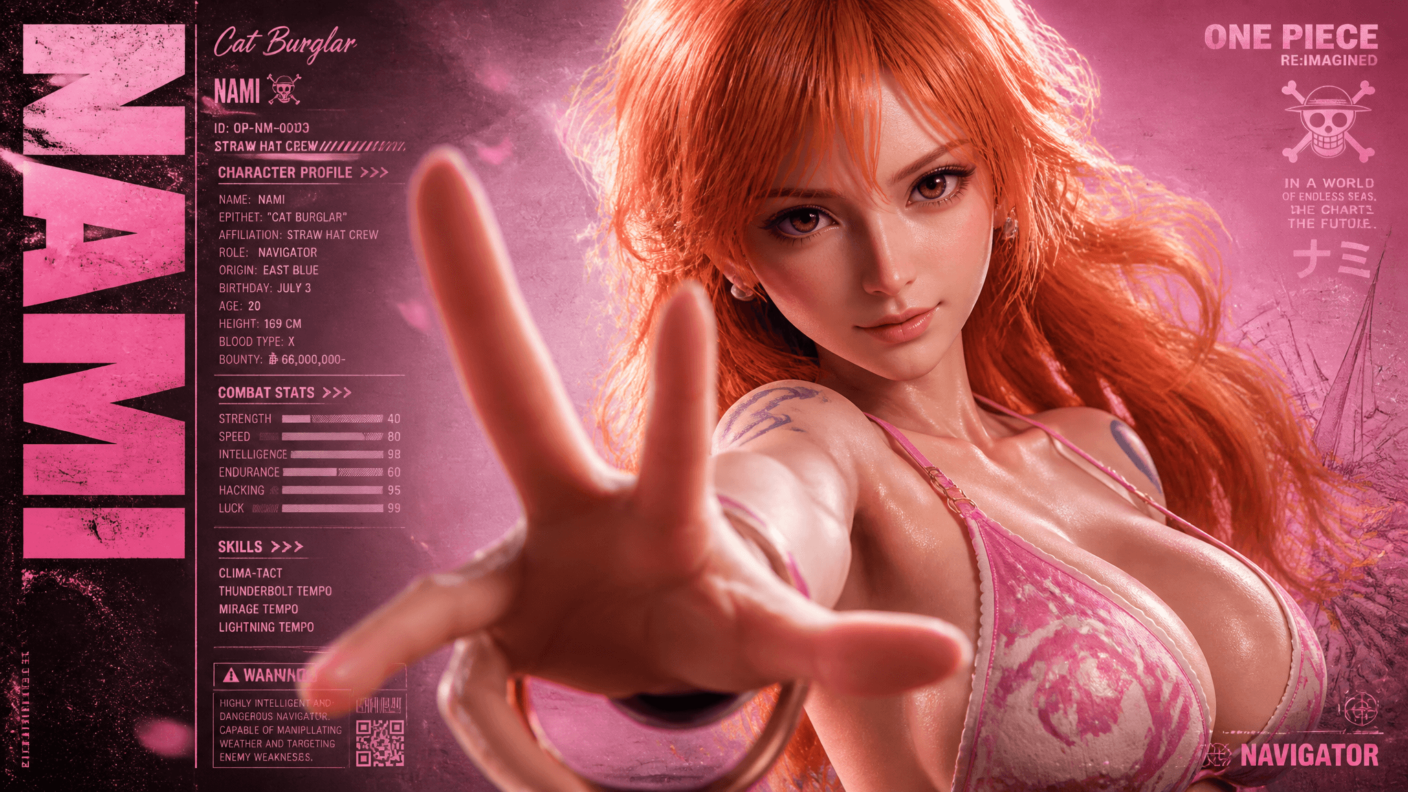 A vertical character poster featuring [娜美 (Nami)] as the abs