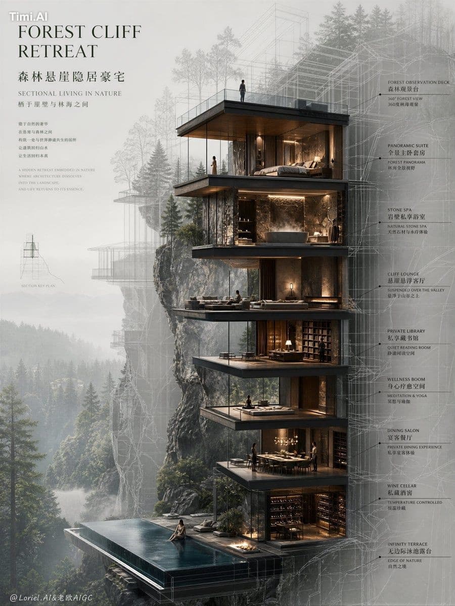 Create an ultra-premium architectural presentation poster fo