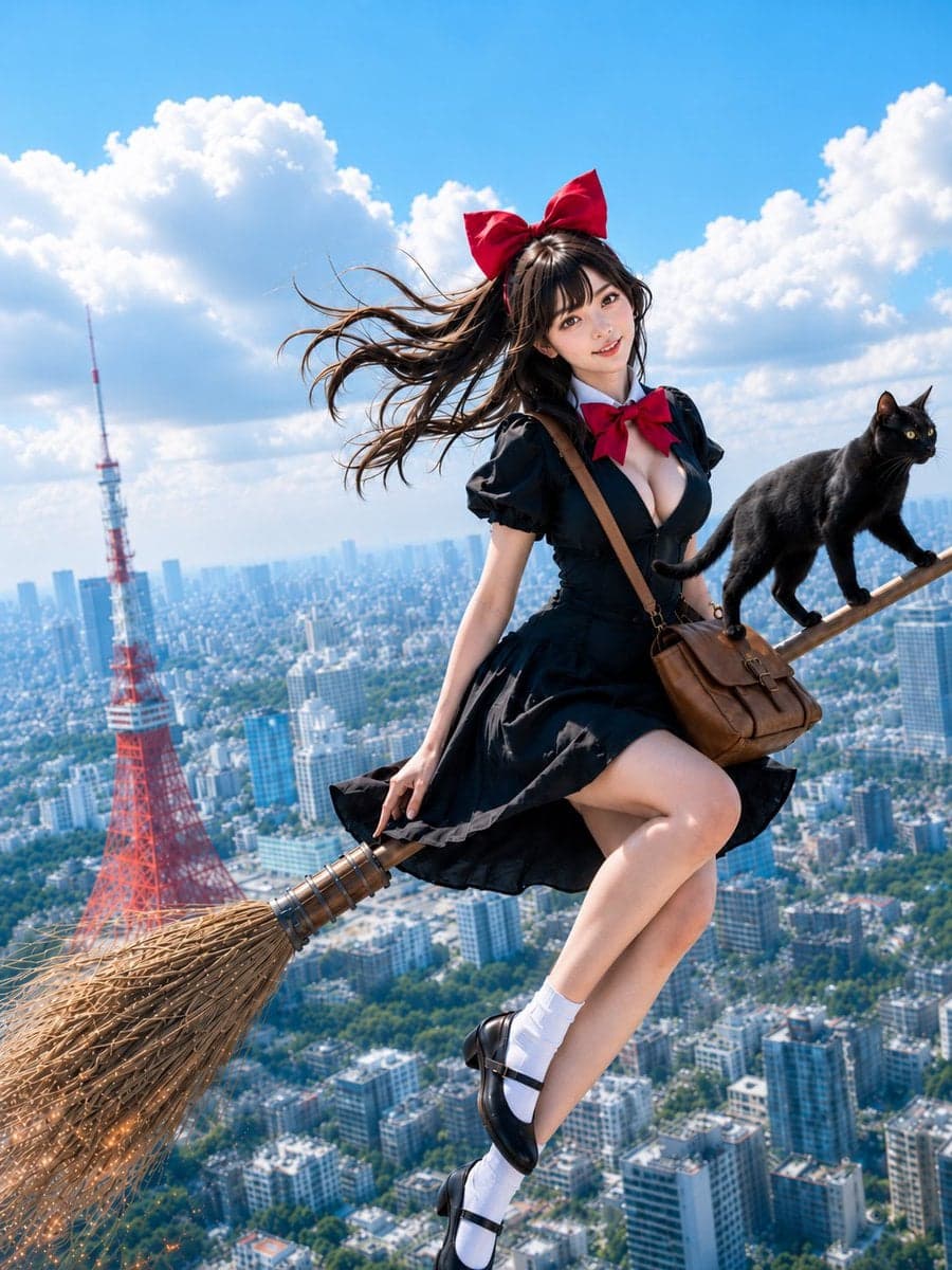 主題:
空の便
人物・表情:
20代女性。赤い大きなリボンを頭につけ、暗めのブラウンロングヘアが上空の風で画面左へ大き