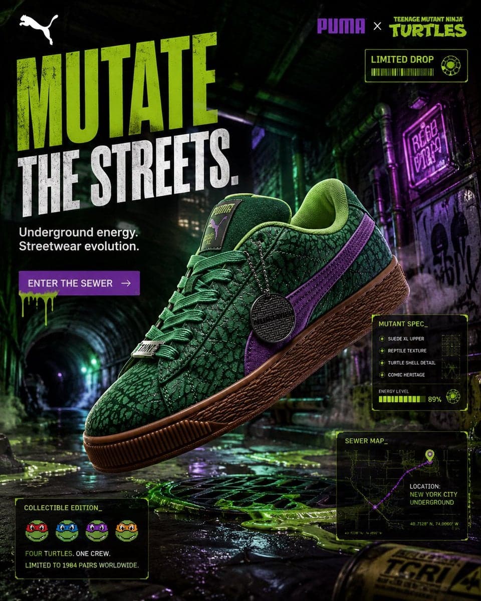 FORMAT:
4:5 vertical premium sneaker SMM campaign
hyper-real