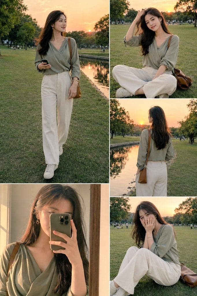 Ultra-realistic cinematic lifestyle fashion collage of a bea