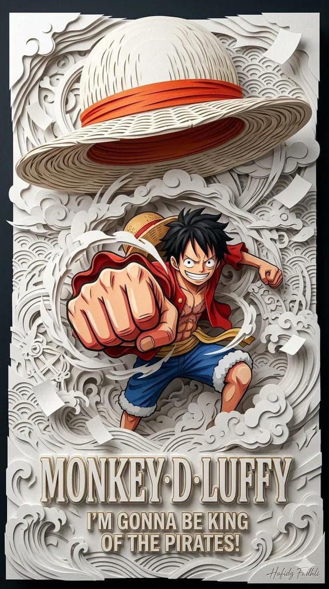 Ultra-detailed 3D layered papercraft anime poster, dynamic a