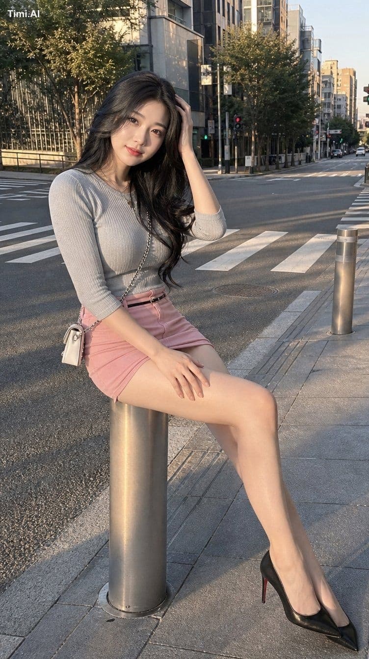 27歳の優しい東アジア系美女、上品で可愛らしい顔立ち、滑らかで自然な毛穴のある肌、黒のロングヘアに柔らかいウェーブ、ナチ