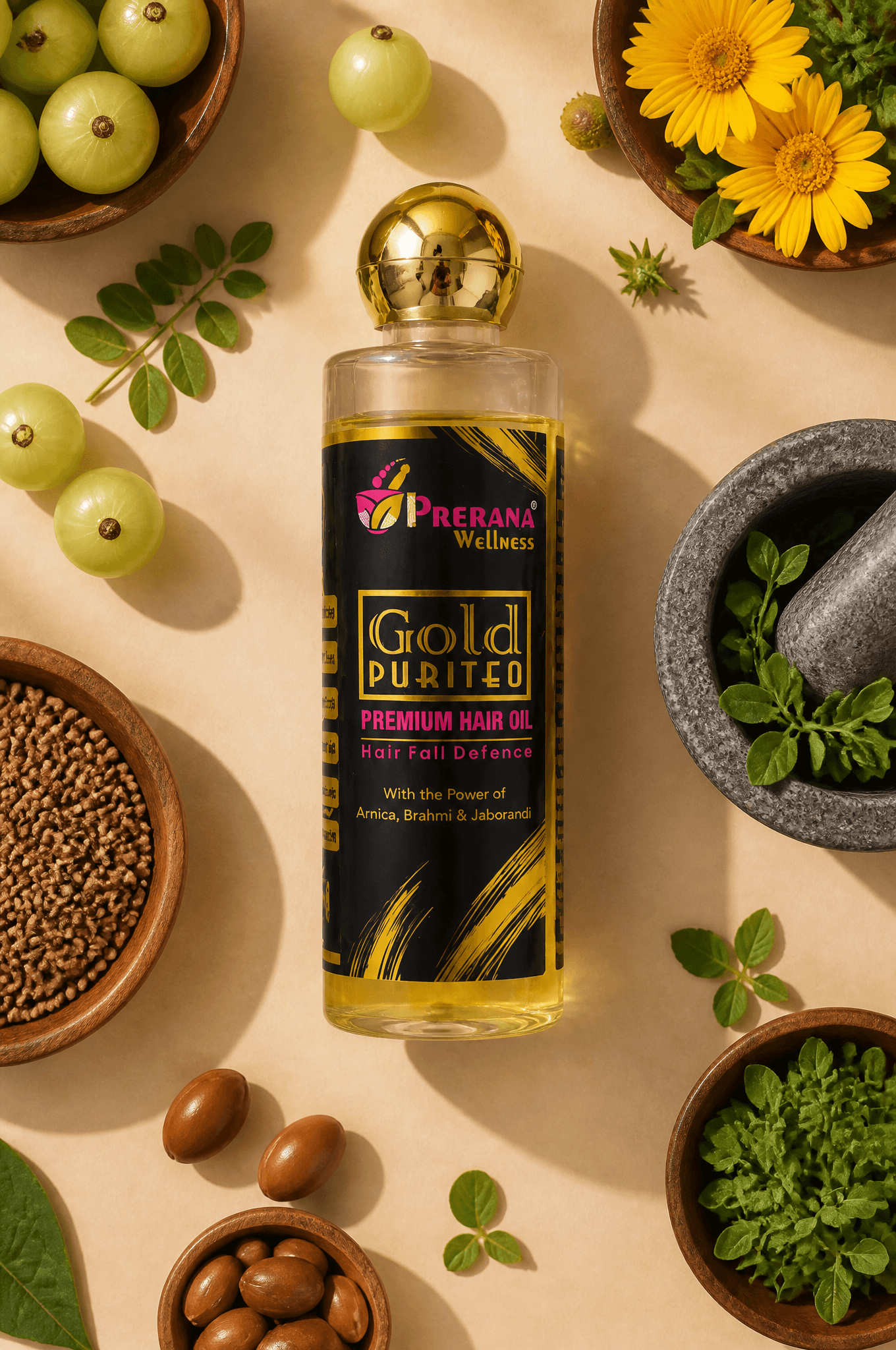 Create top-down flat lay product photo. Use the uploaded pro