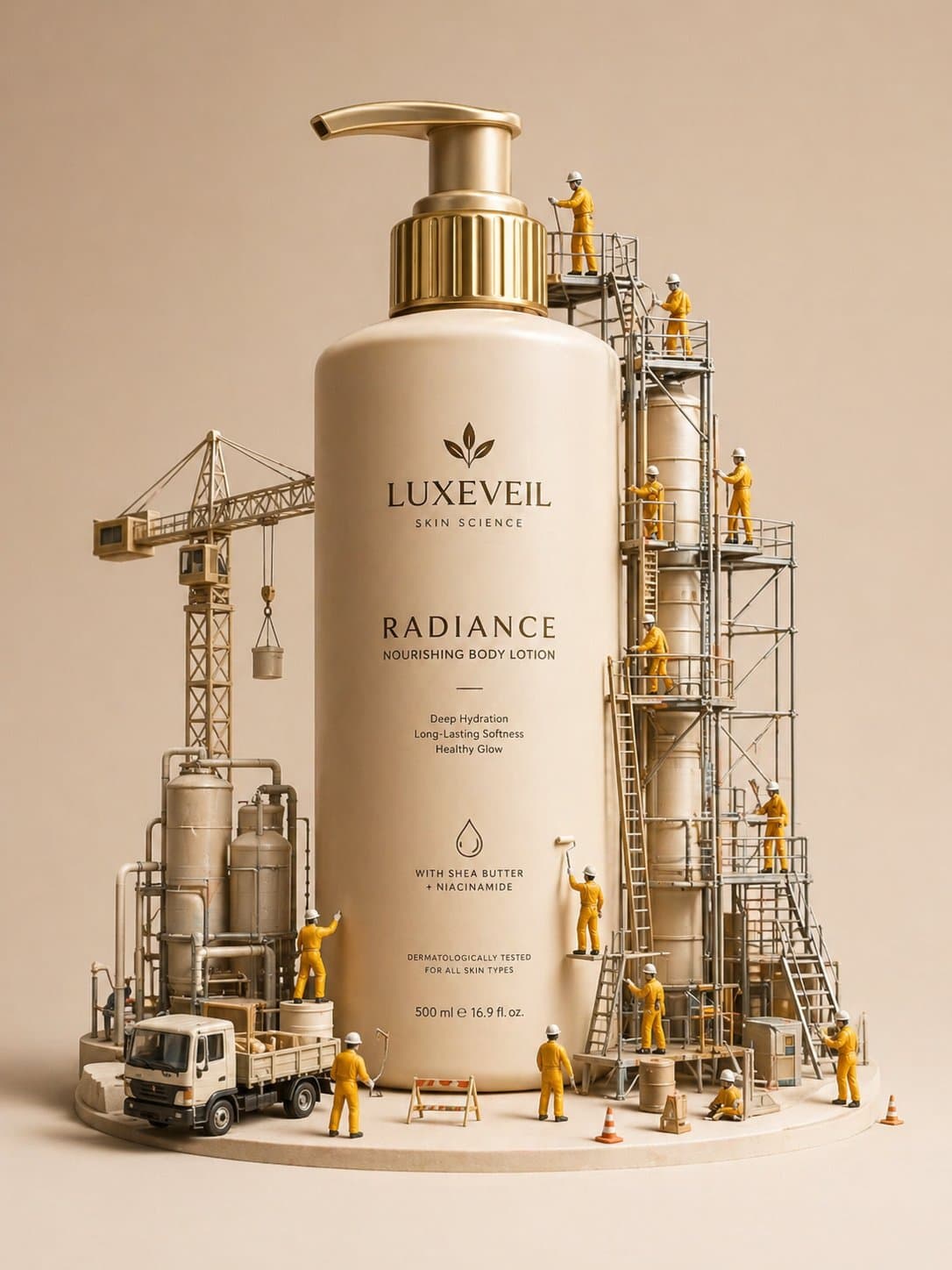 A hyper-realistic miniature diorama product advertisement fe
