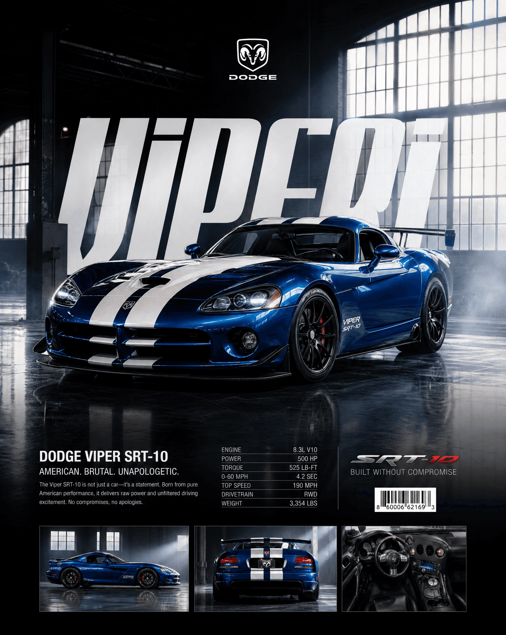 Universal Dodge Viper Style Vehicle Poster Prompt(Use your o