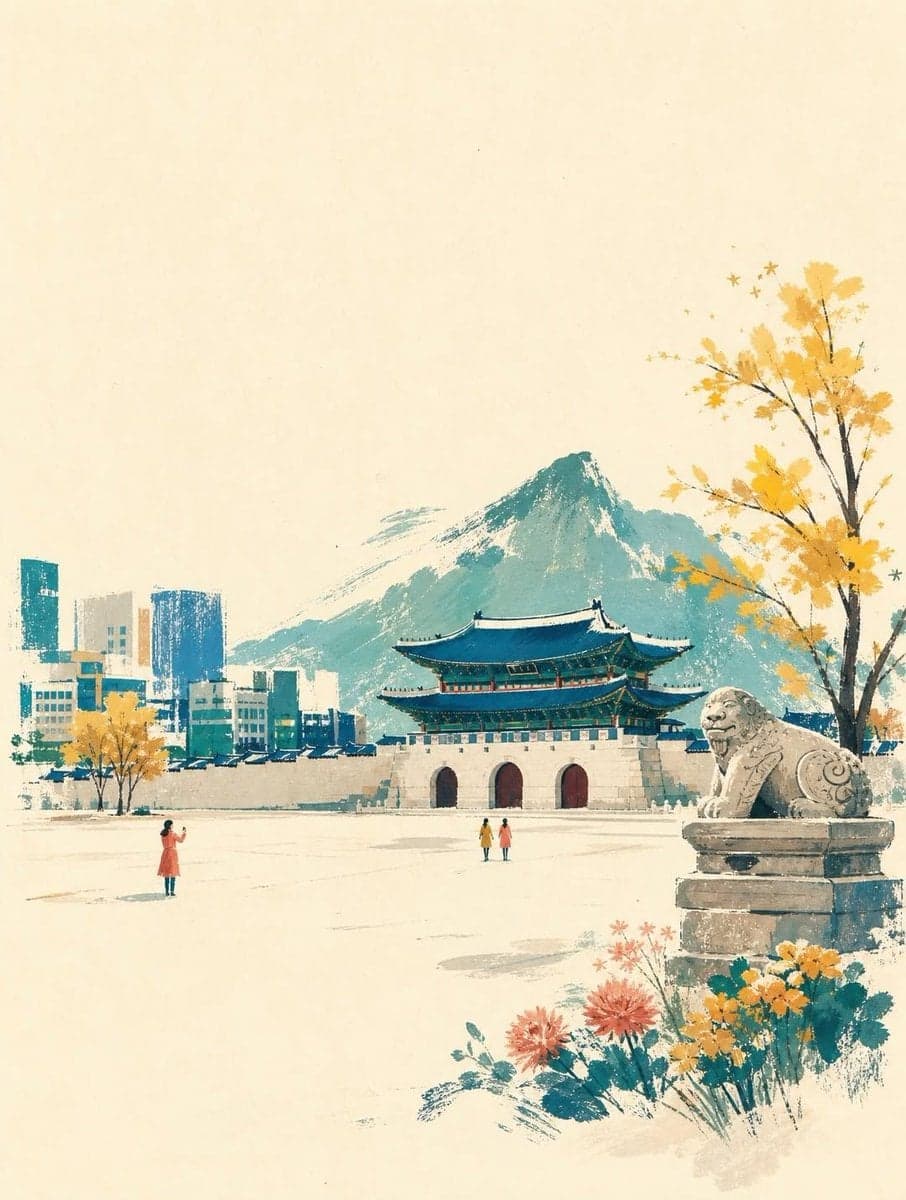 A wide horizontal landscape hand-painted illustration of [La