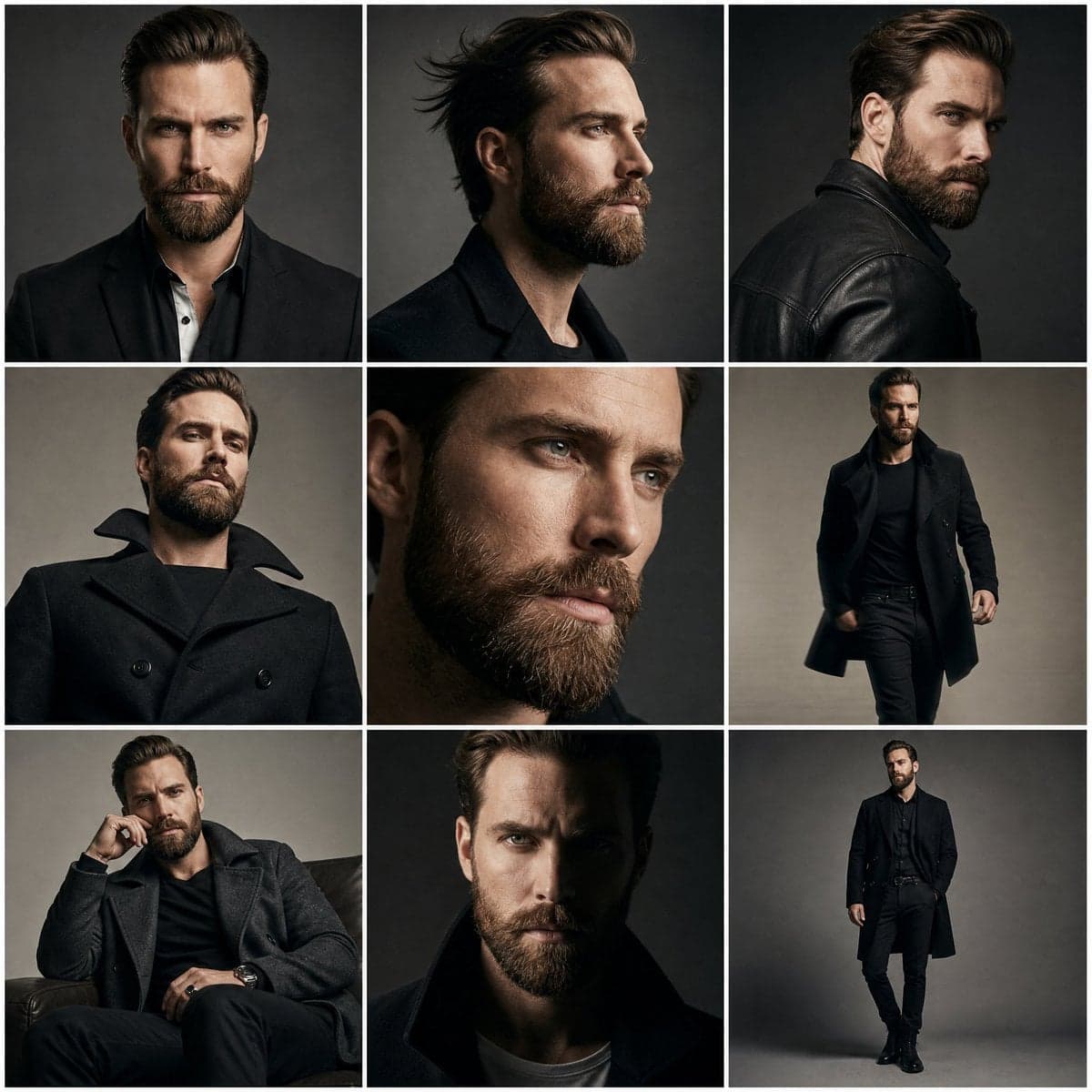 Create a premium high-fashion editorial series featuring a s