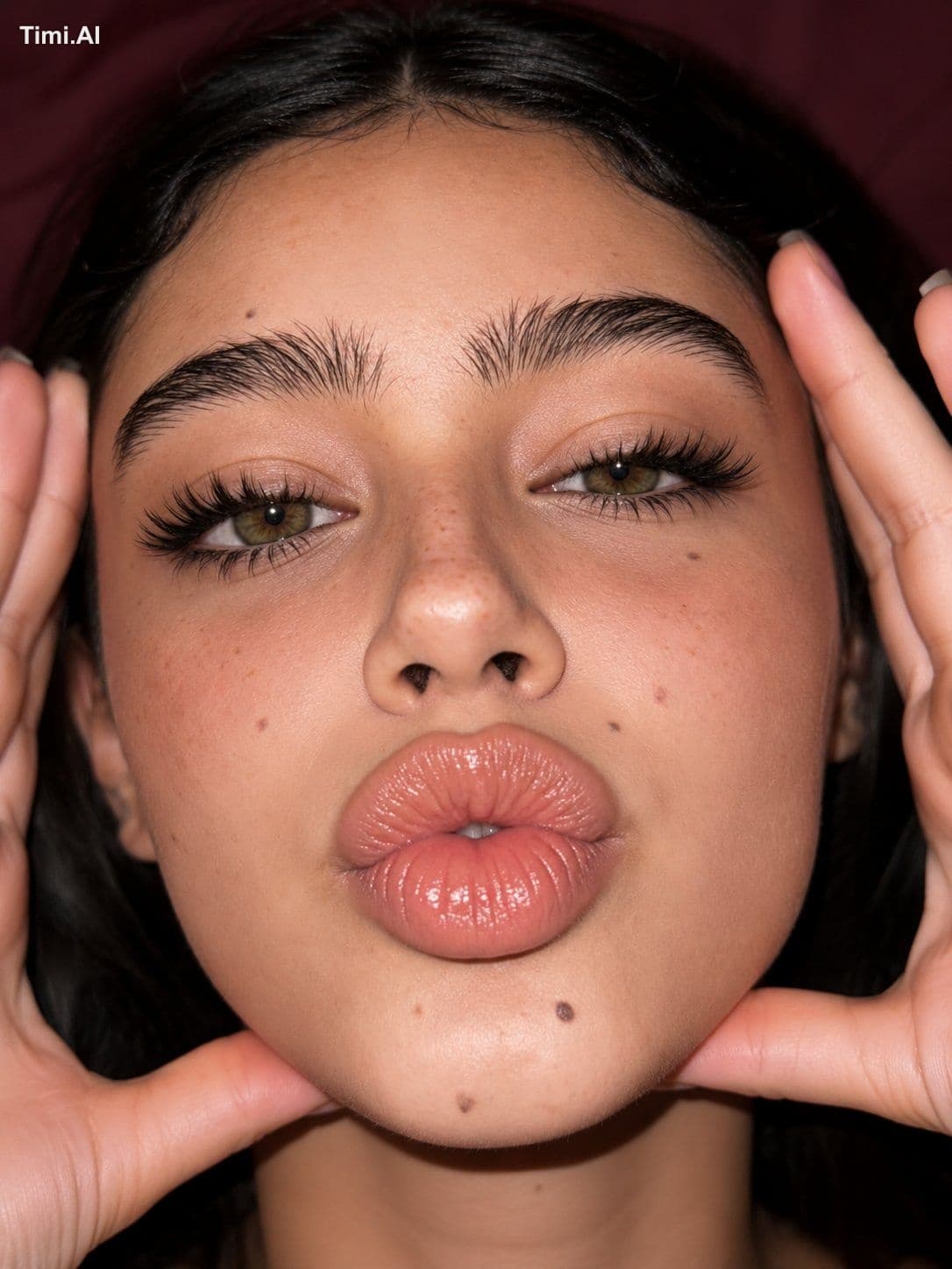 Ultra-realistic close-up smartphone selfie of a beautiful yo
