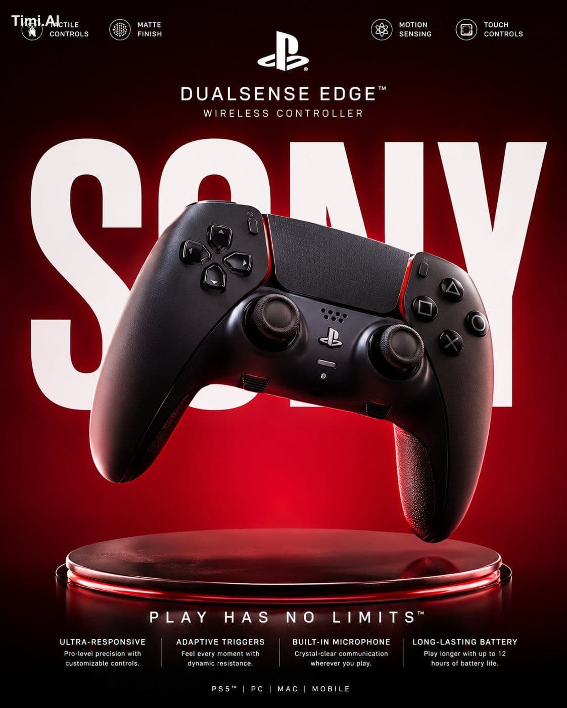 Create a premium gaming product advertisement featuring a fu