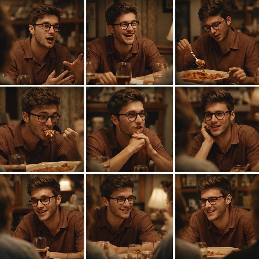 A 3x3 grid storyboard contact sheet comprised of nine candid