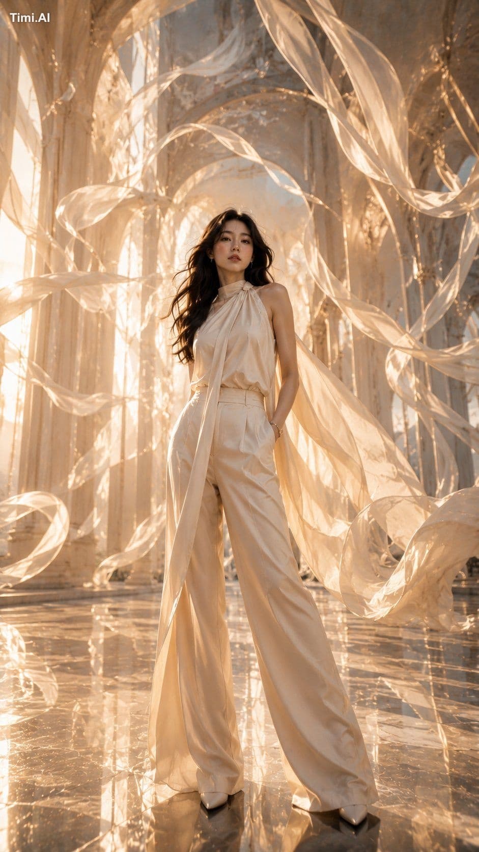 An ultra-premium high-fashion editorial portrait of a beauti