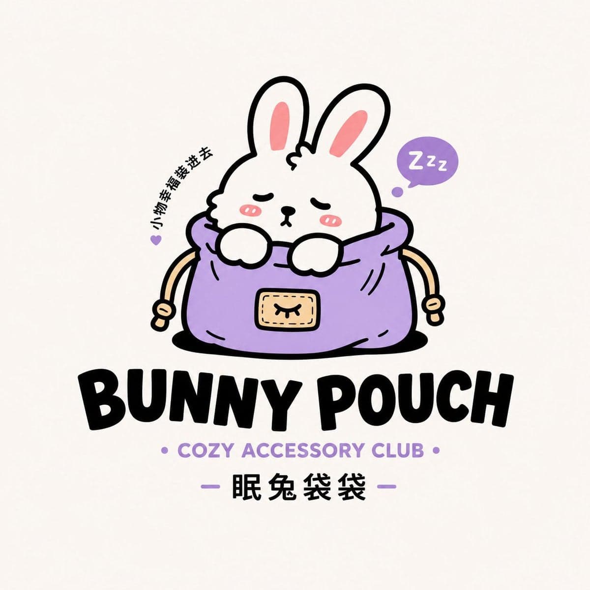 设计一张原创卡通吉祥物 Logo，整体为潮萌、轻复古、可商用的小店品牌视觉风格。画面采用纯白背景，Logo 单独居中展示