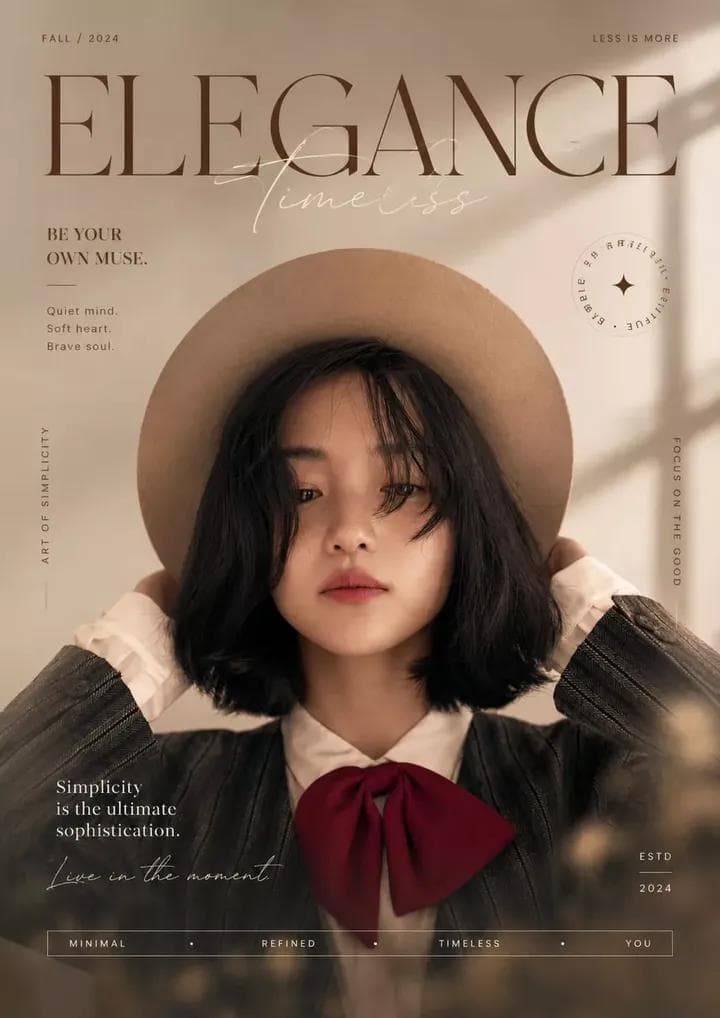 Ultra-realistic soft aesthetic fashion magazine cover portra