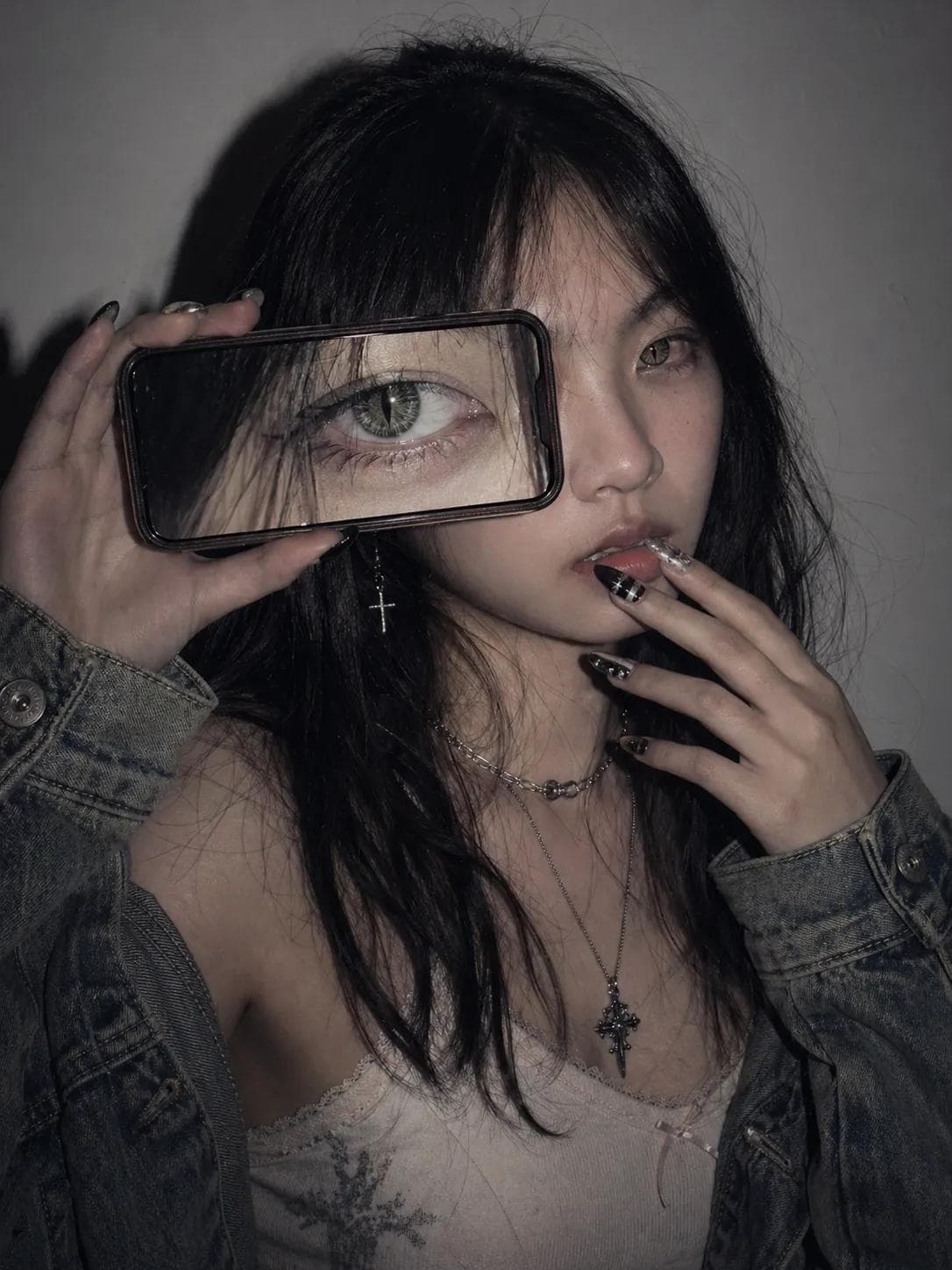 A trendy modern social-media mirror-selfie collage poster fe