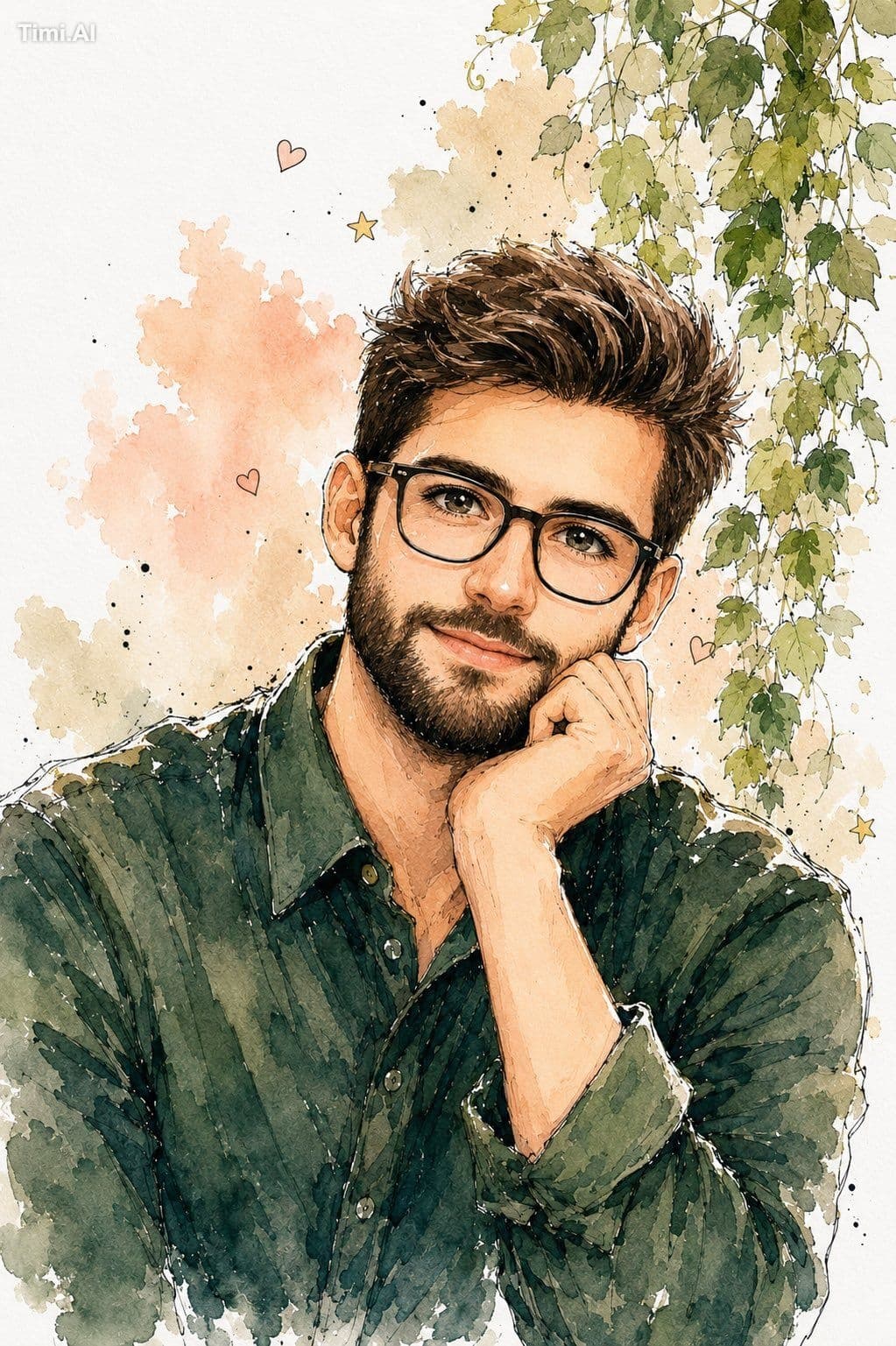 {
  "prompt": "Cute watercolor anime-style portrait illustra