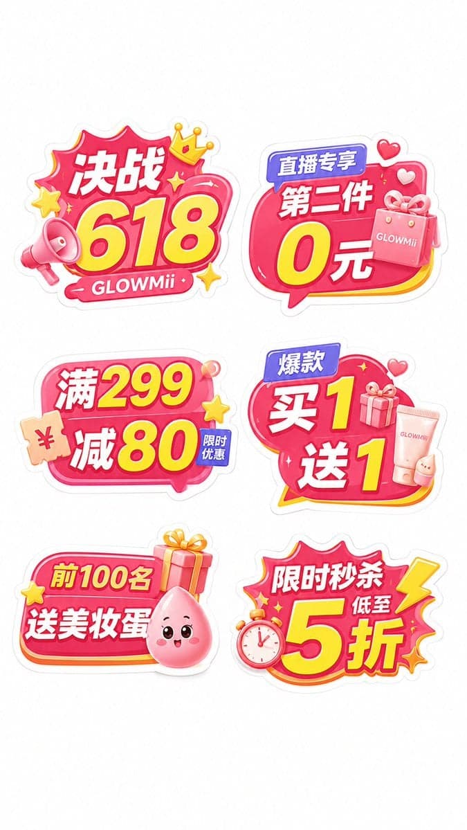 整张图里展示 6 个独立手举牌，每个手举牌都完整可见，彼此分开，不要重叠，不要合并成一个大牌，采用清晰的 2列×3行 排