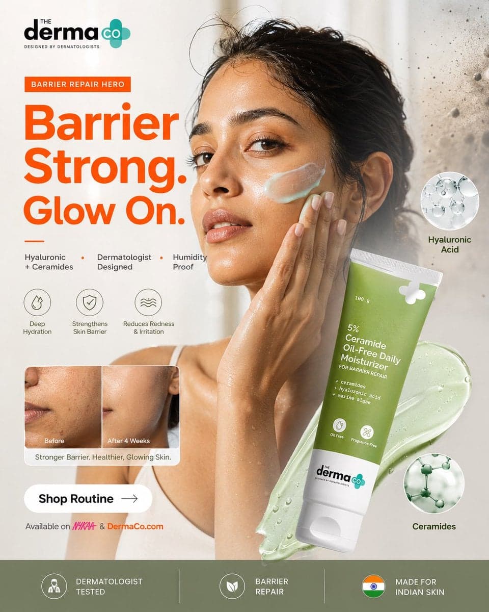 PROMPT — Derma Co Barrier Repair Hero SMM Poster (Inspired b