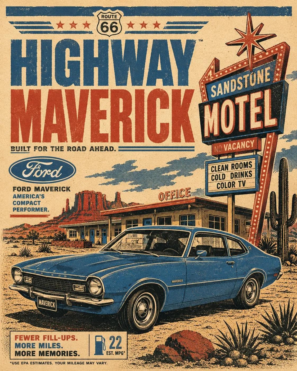 prompt:

Create a vertical retro automotive travel poster fe