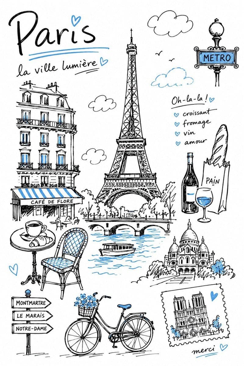 Create a charming editorial travel illustration of [Destinat