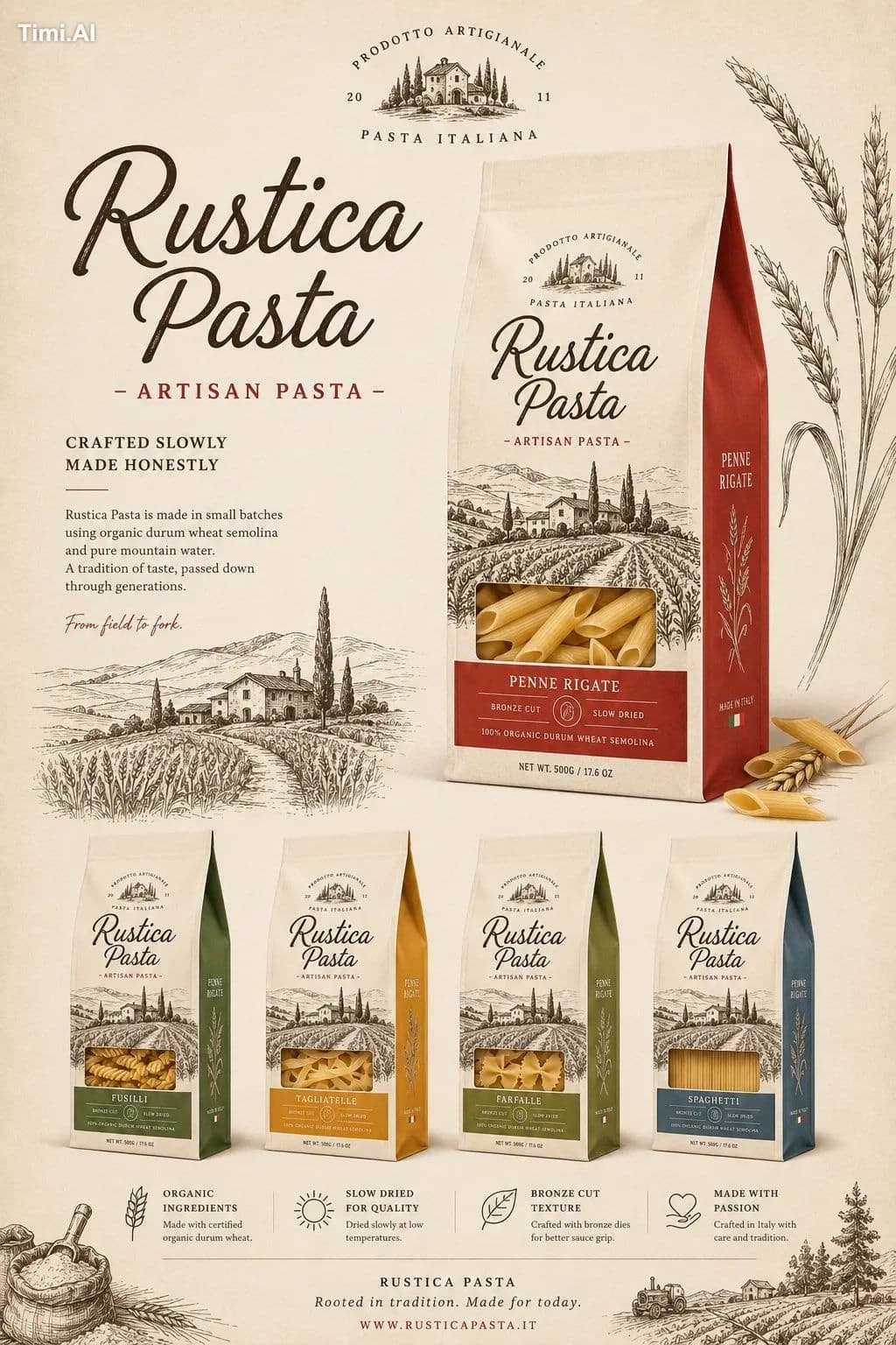 Create a vintage minimalist food packaging presentation insp