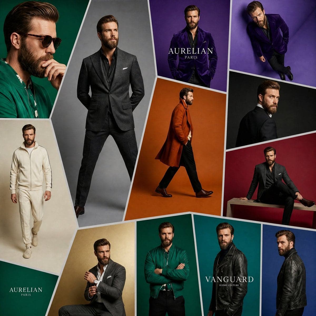 The SAME handsome Hollywood-inspired male model with a perfe