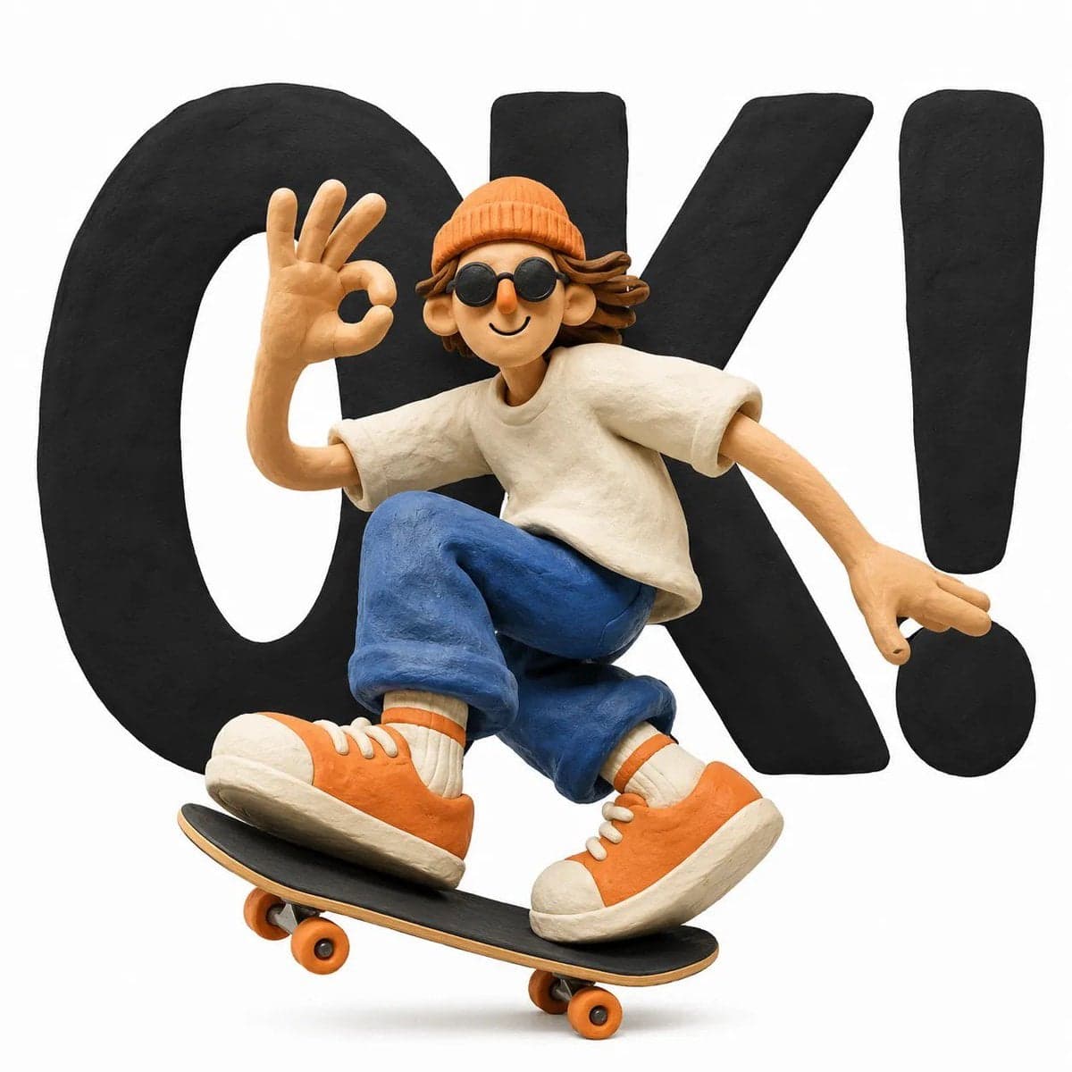 A cute handcrafted clay character in a whimsical 3D stop-mot