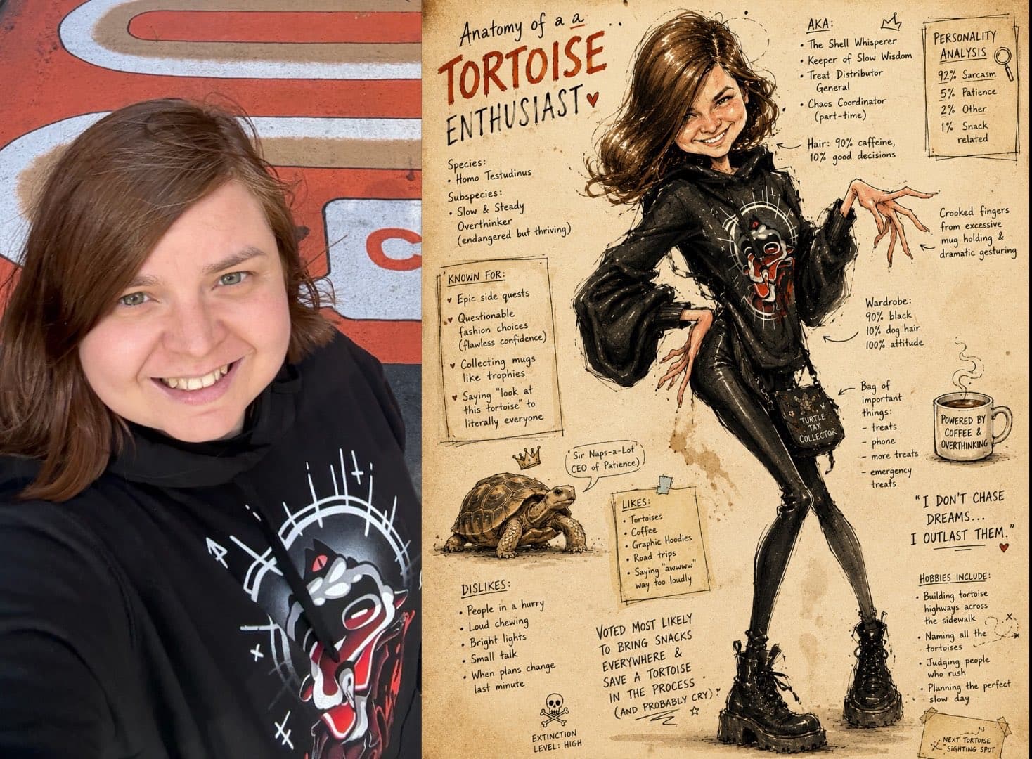Turn the person from the photo into a grotesque humorous fas