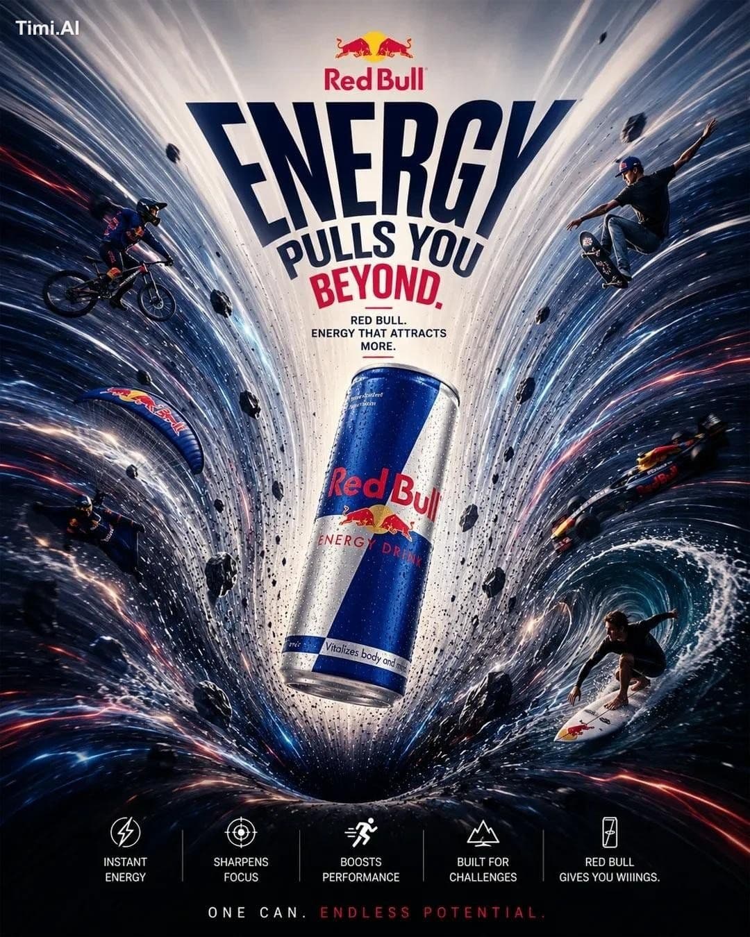 Create a premium 4:5 **PRODUCT HAS GRAVITY advertising poste