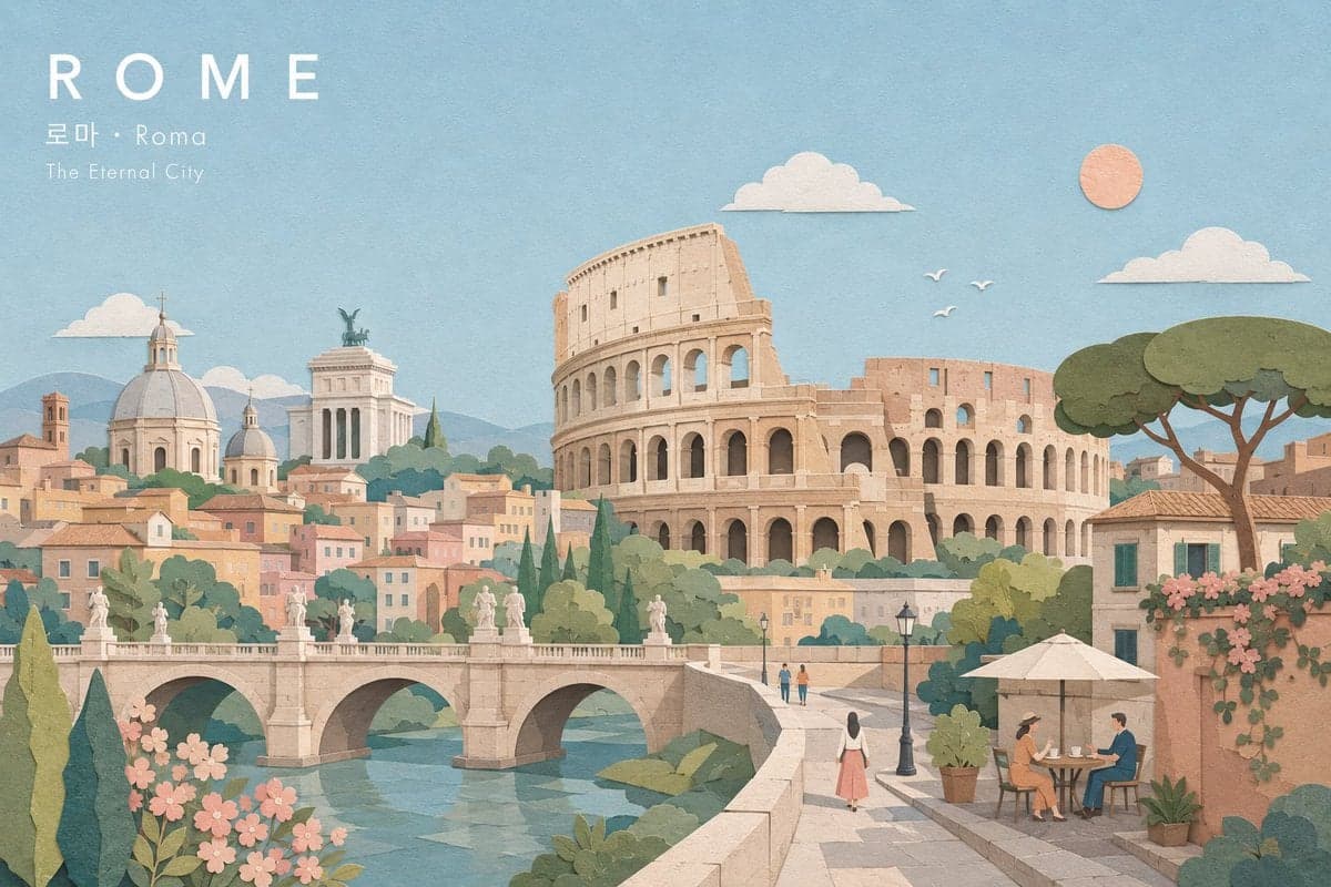 Create a refined wide landscape illustration of [City Subjec