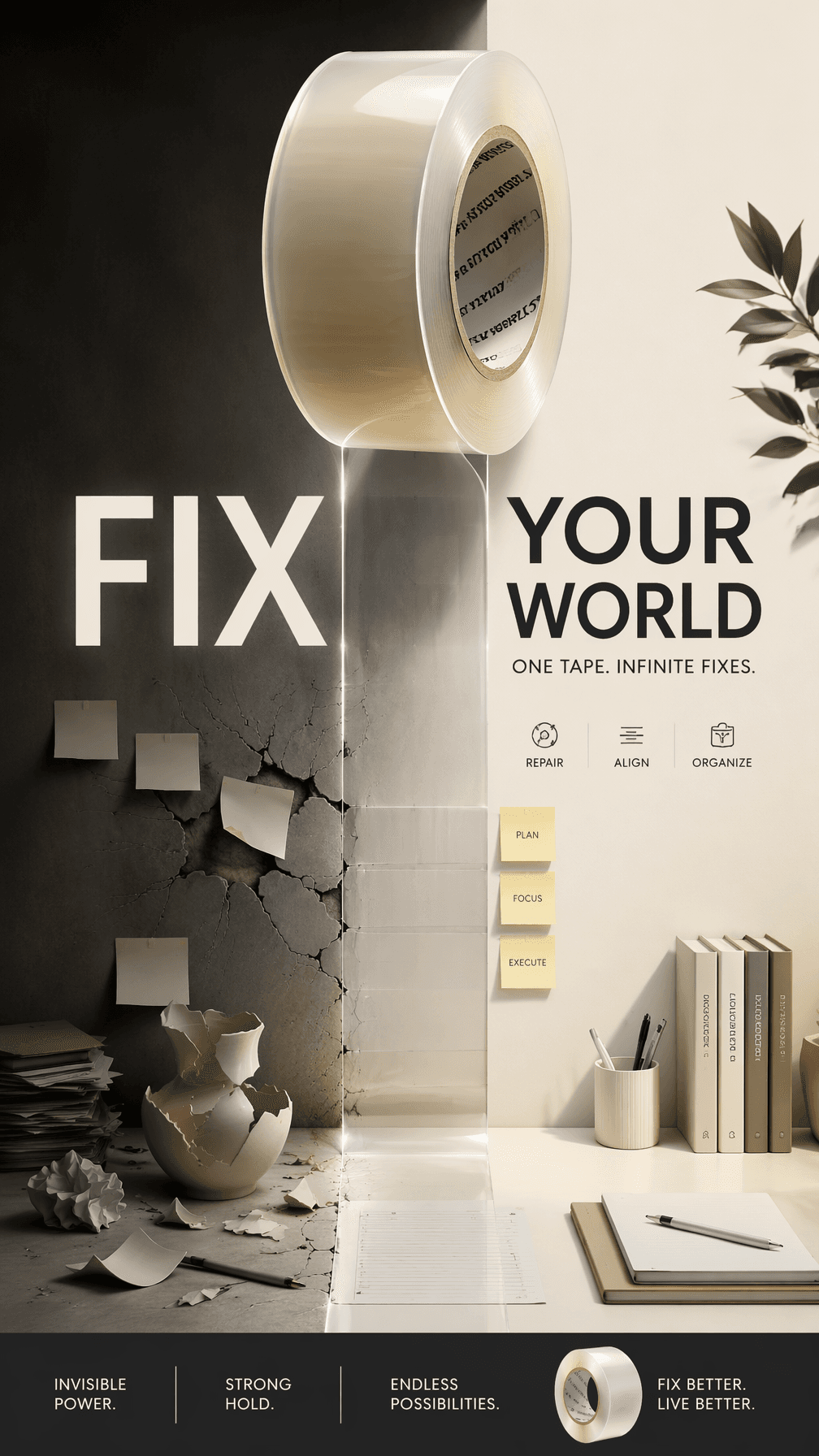 A premium 9:16 stationery advertising poster.Main Subject:
A
