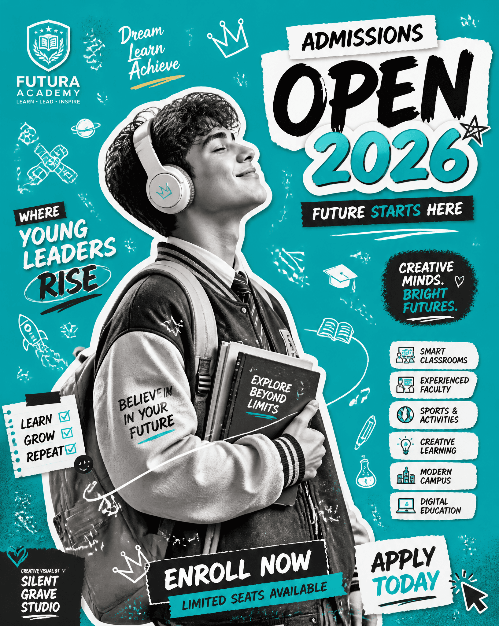 Create an original school admission advertisement poster in