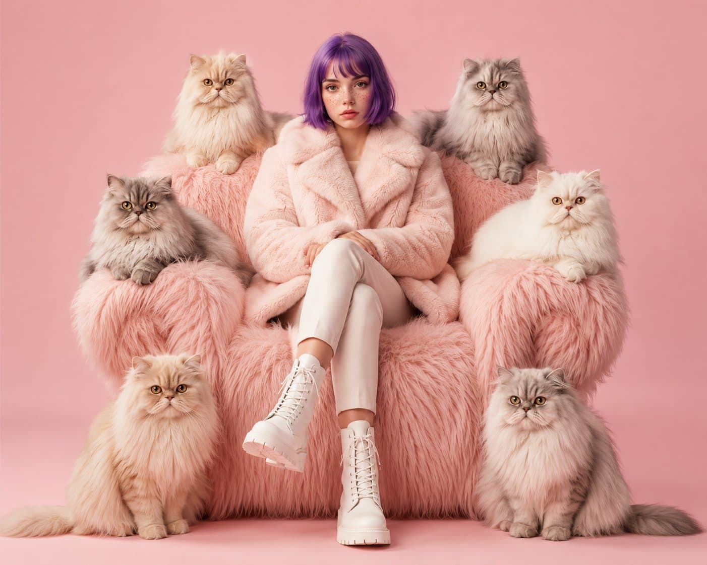 A luxury fashion editorial portrait of a confident young wom