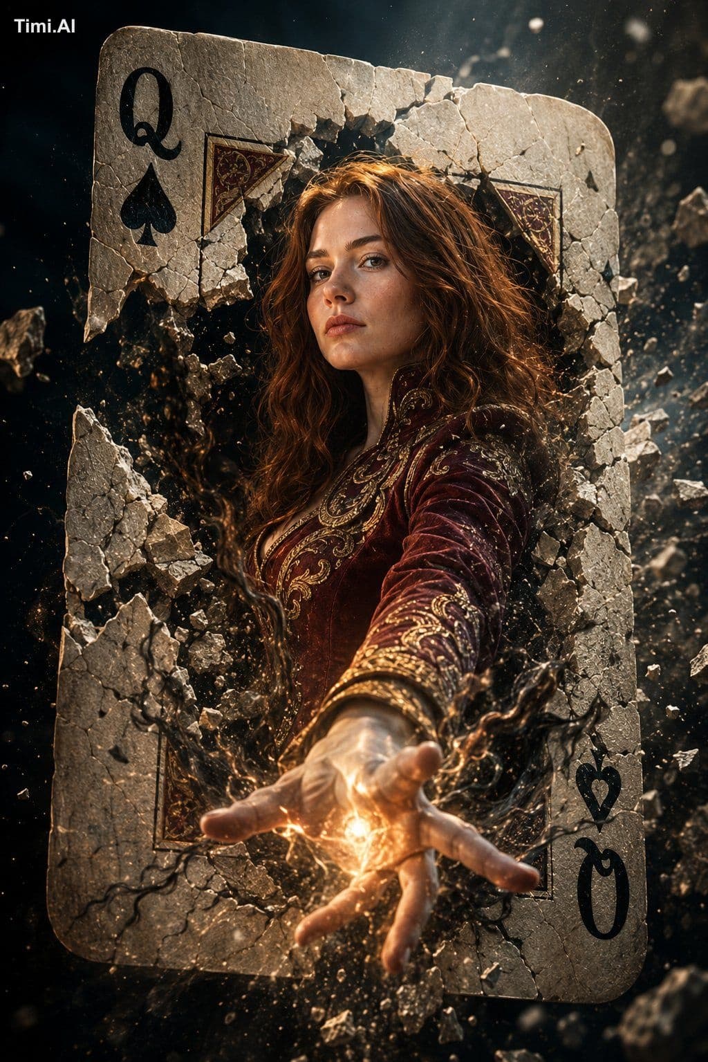 A hyper-realistic cinematic movie poster of a powerful femal