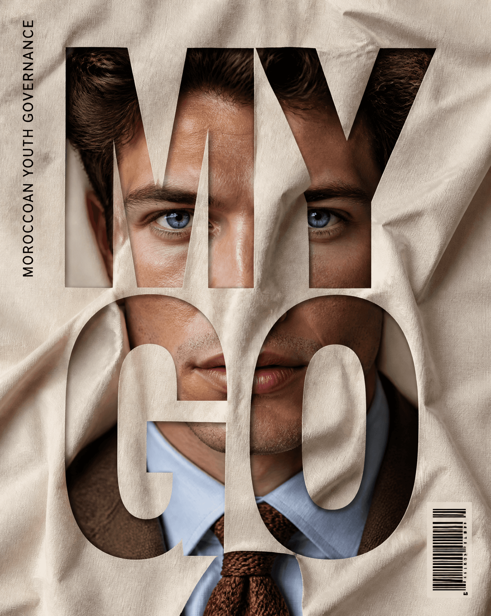 Vertical editorial poster portrait of WHITE MAN with IN BRO